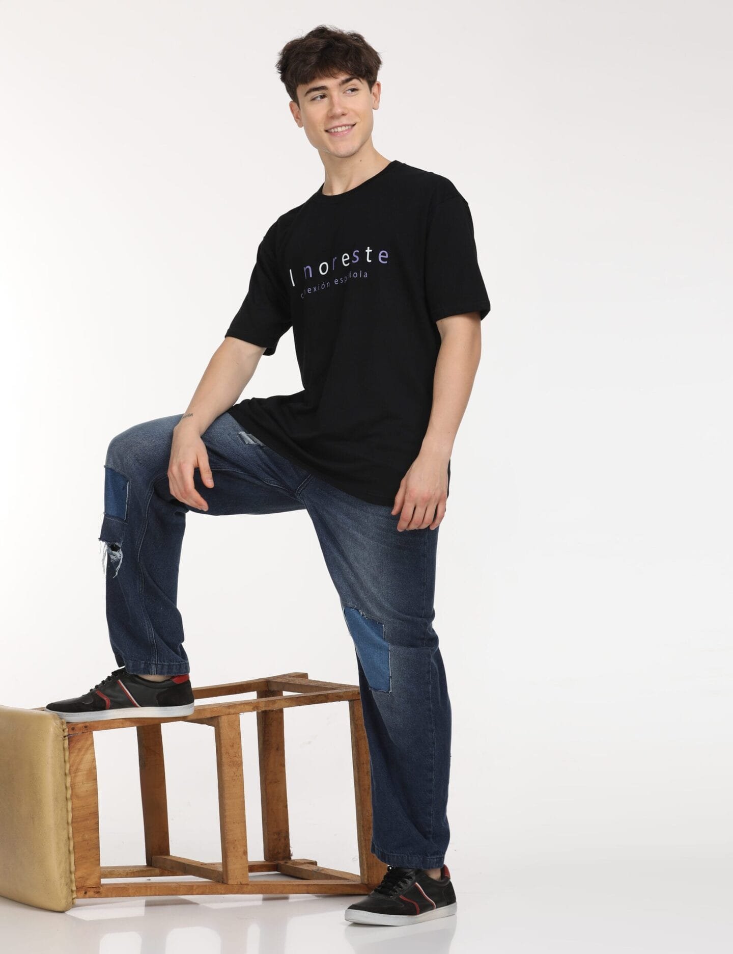 Bold Comfort: Classic Black Printed Oversized Tee - Image 10